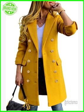 Wool Blend Peacoat Double Breasted Knee Length Winter Coat